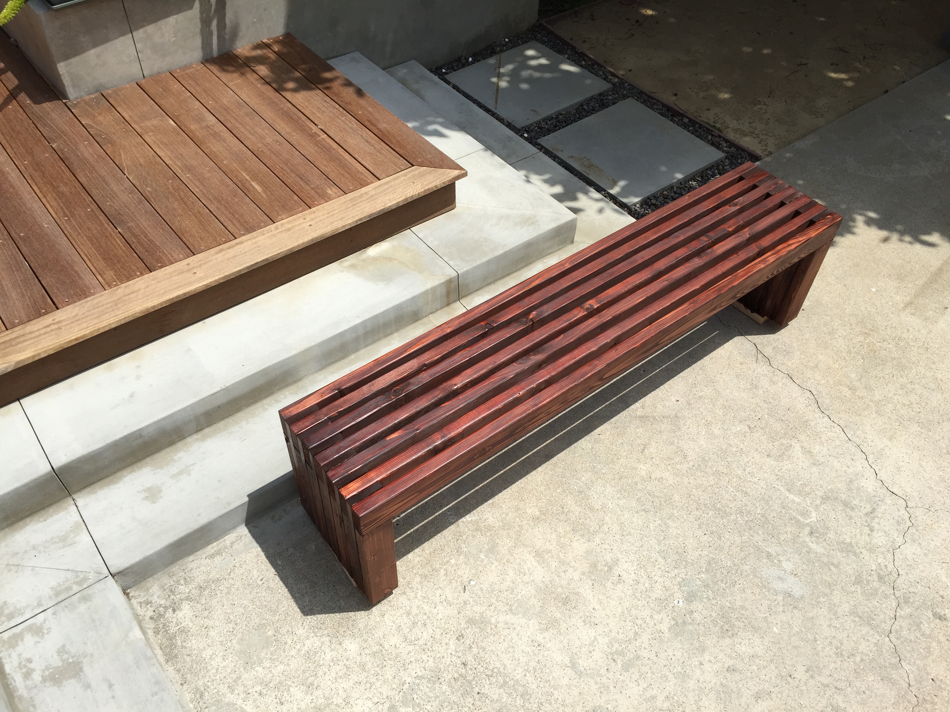 Ana White Modern Slat Top Outdoor Wood Bench DIY Projects